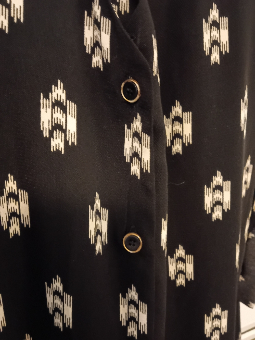 41 Hawthorn Black Midi Shirt Dress with Cream Print - Picture 5 of 8